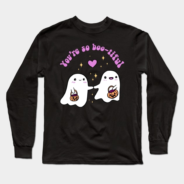 You are so boo-tiful a cute ghost couple for halloween Long Sleeve T-Shirt by Yarafantasyart